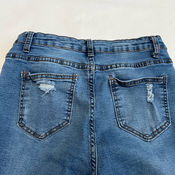 Shein High Waisted Distressed Stretchy Skinny Jeans Size XS Denim - Picture 3 of 13